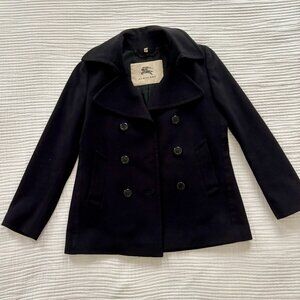 Burberry Wool & Cashmere Black Peacoat Small